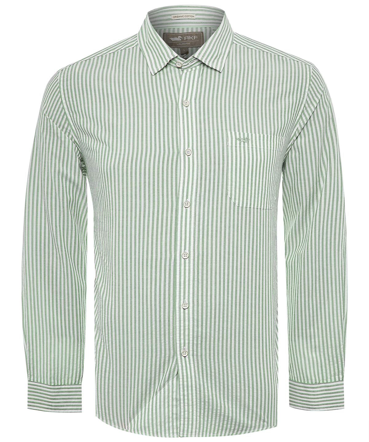 Camisa Algodón Orgánico Hombre Raya Verde Rockford