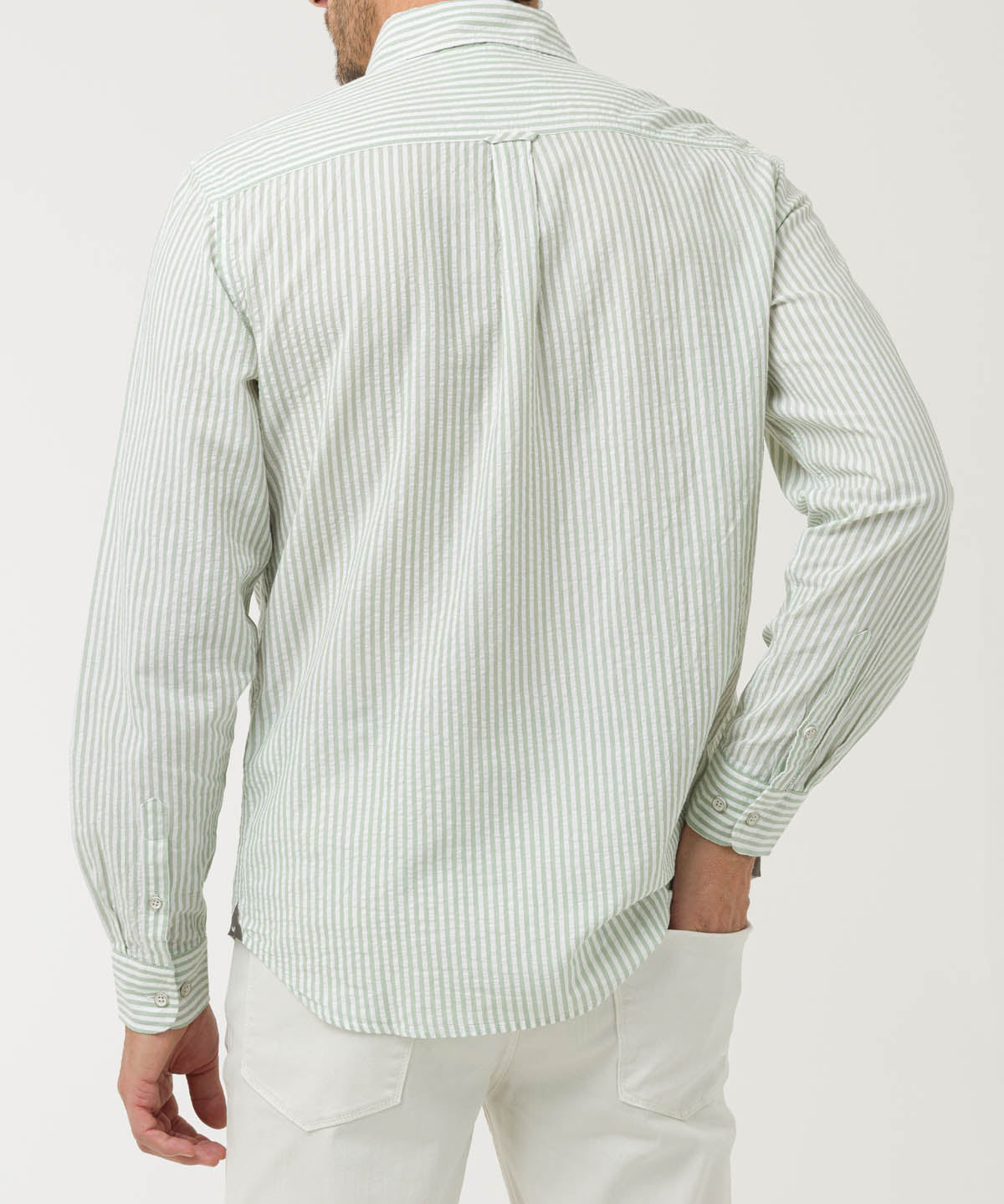 Camisa Algodón Orgánico Hombre Raya Verde Rockford