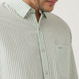 Camisa Algodón Orgánico Hombre Raya Verde Rockford