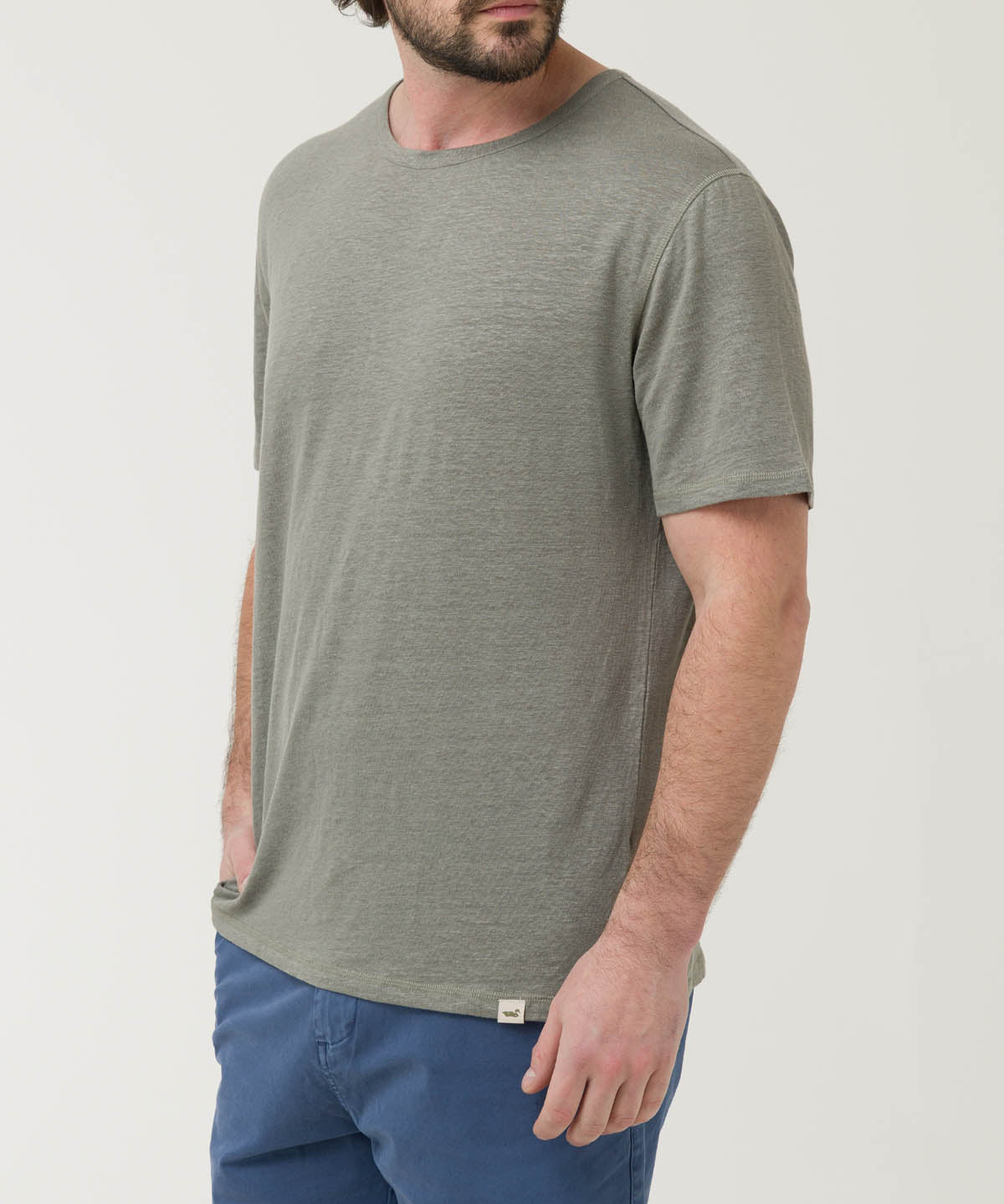 Polera Lino Orgánico Hombre Linen Gris Rockford