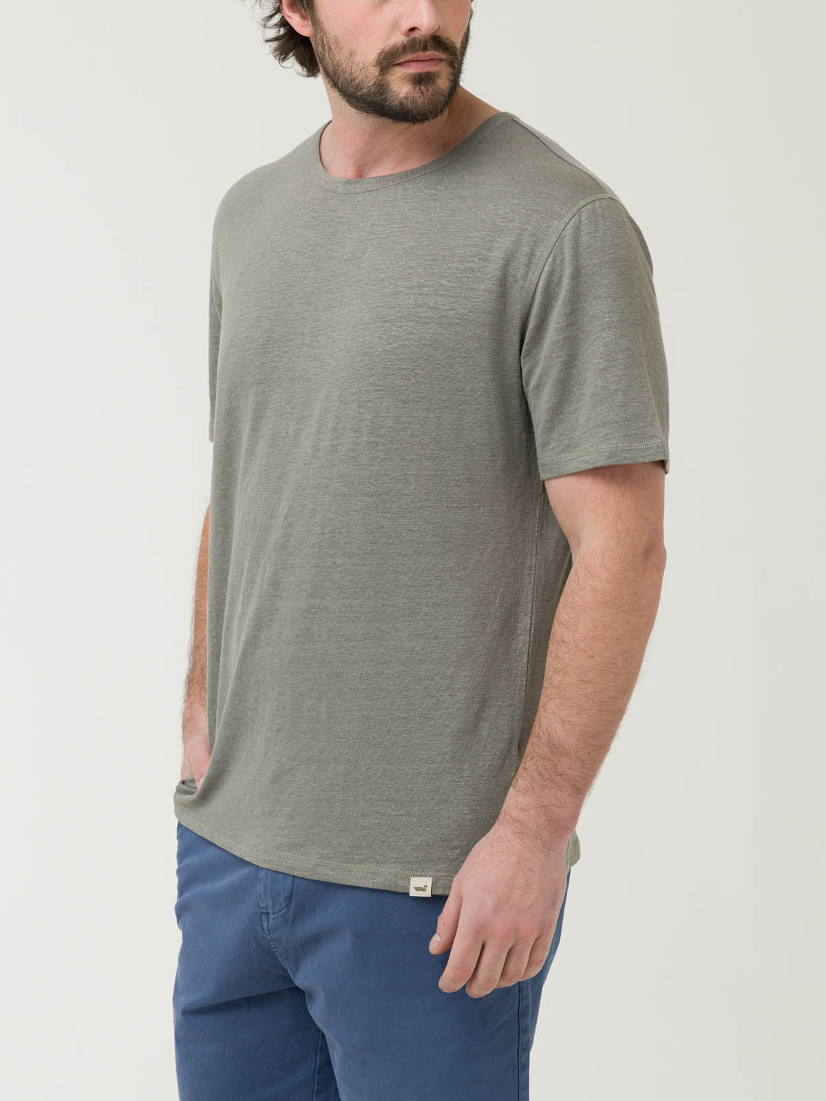 Polera Lino Orgánico Hombre Linen Gris Rockford