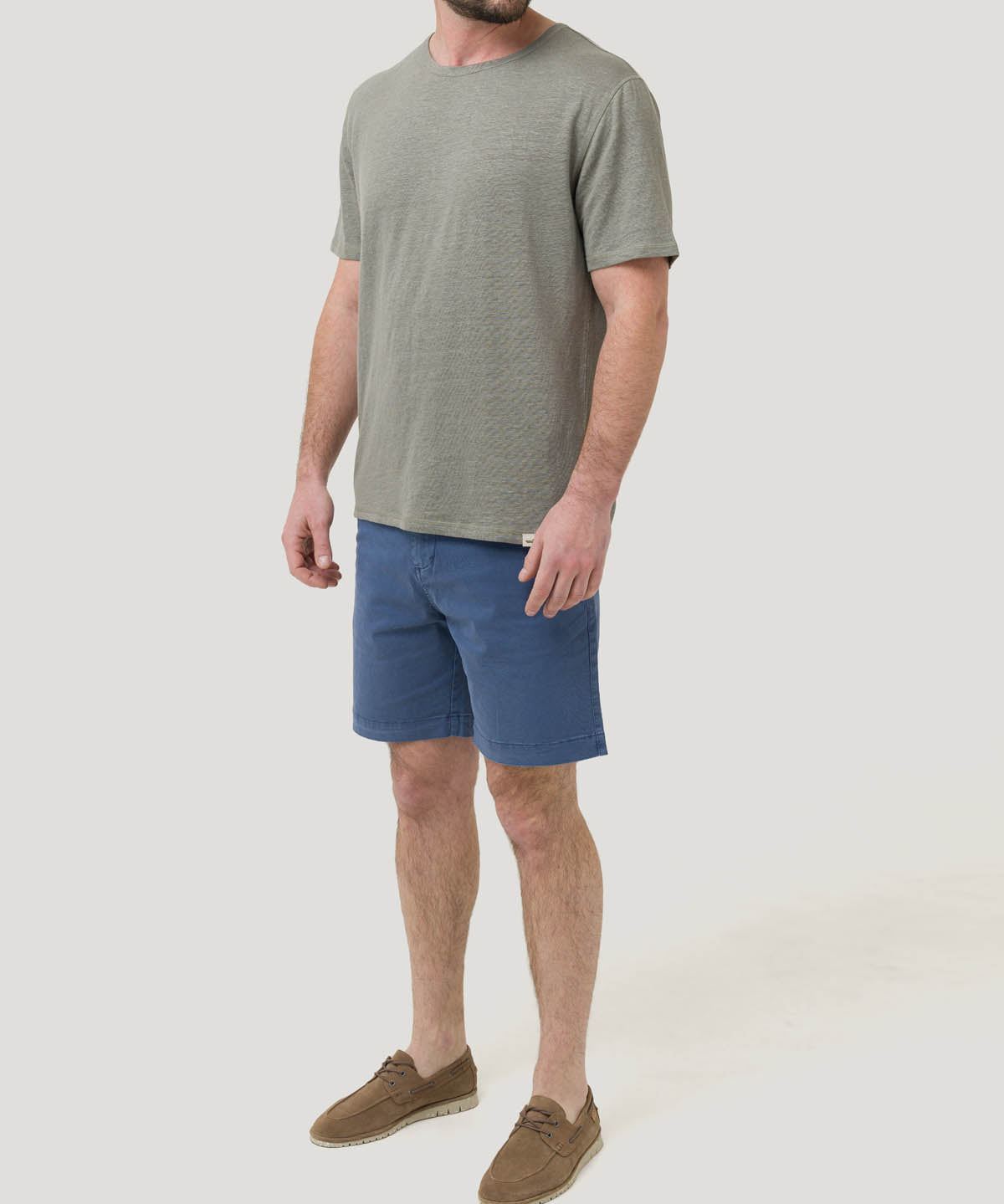 Polera Lino Orgánico Hombre Linen Gris Rockford