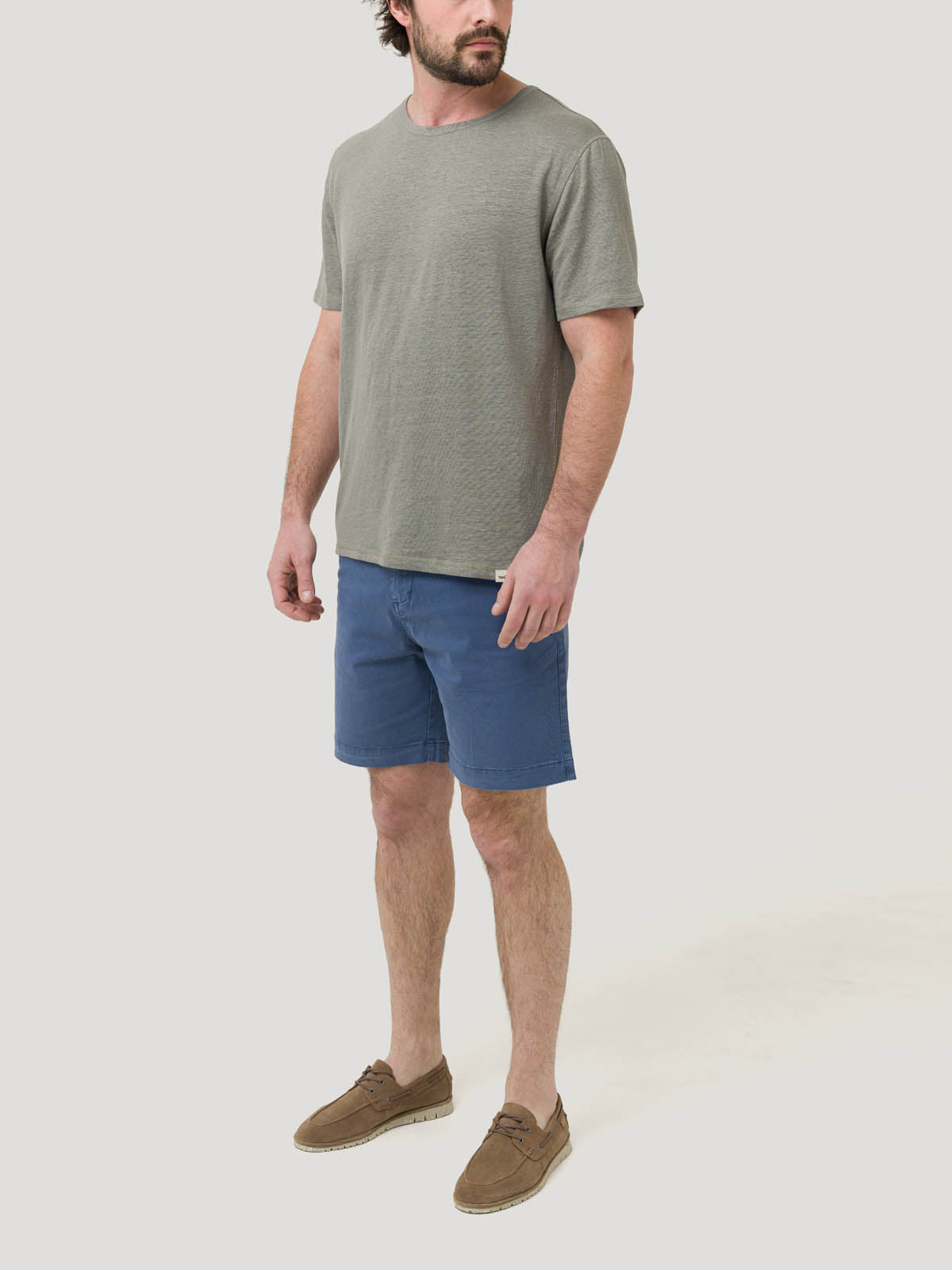 Polera Lino Orgánico Hombre Linen Gris Rockford