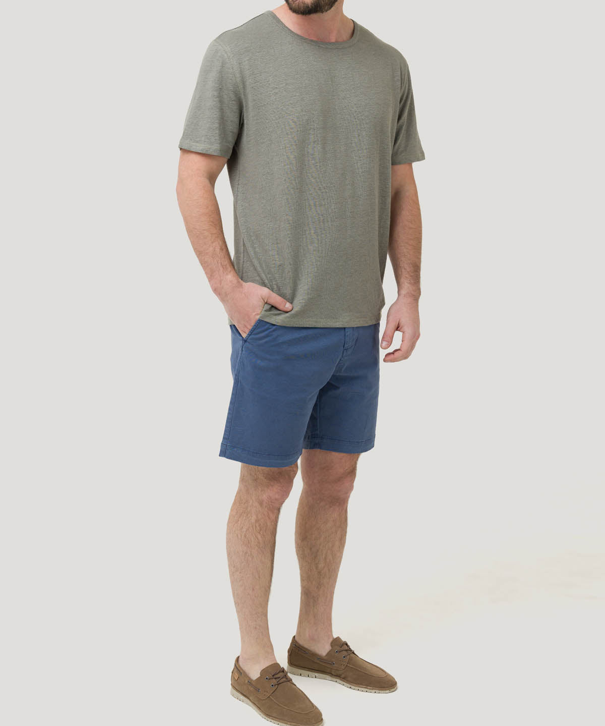 Polera Lino Orgánico Hombre Linen Gris Rockford