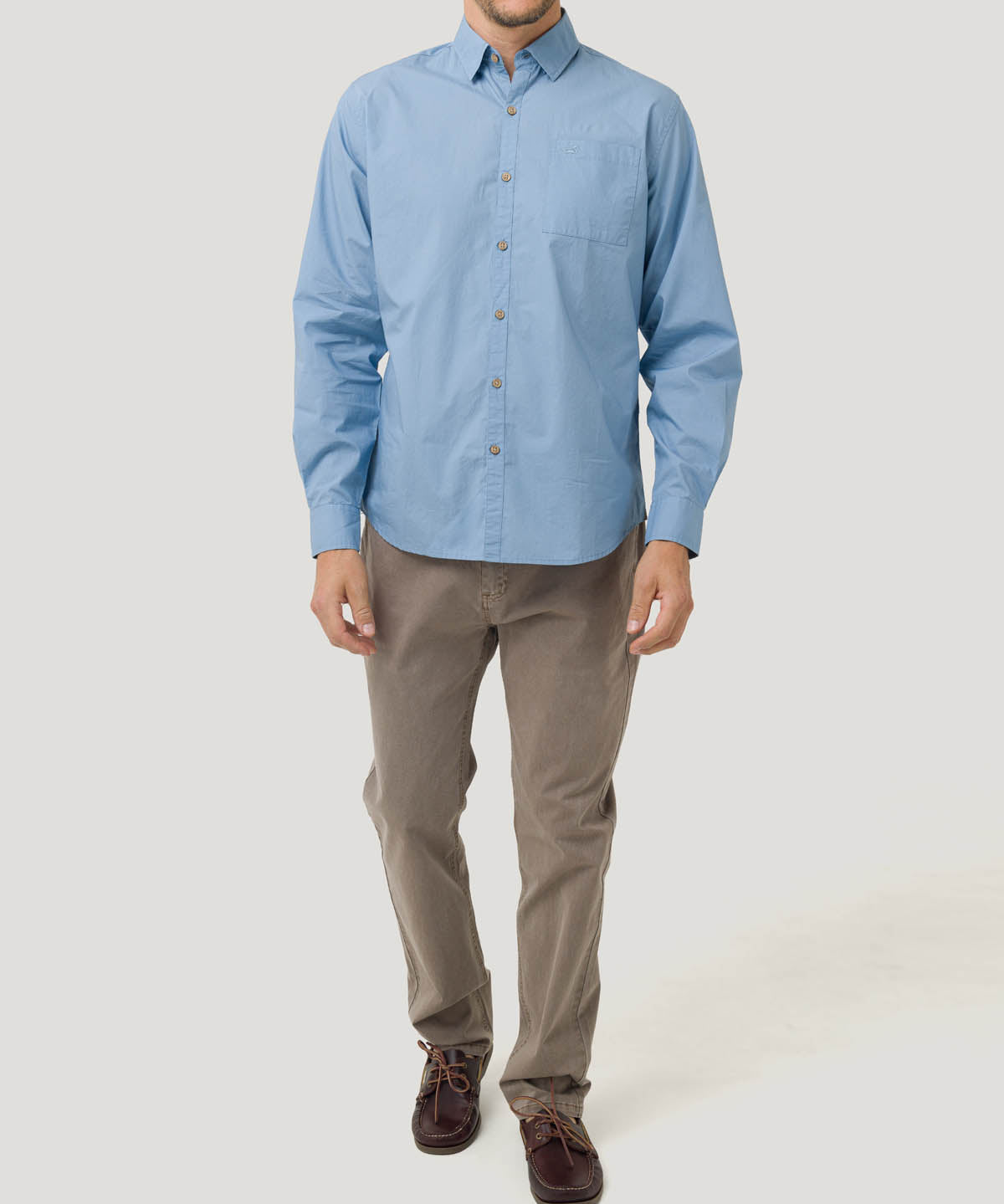 Camisa Algodón Orgánico Hombre Galiton Azul Claro Rockford