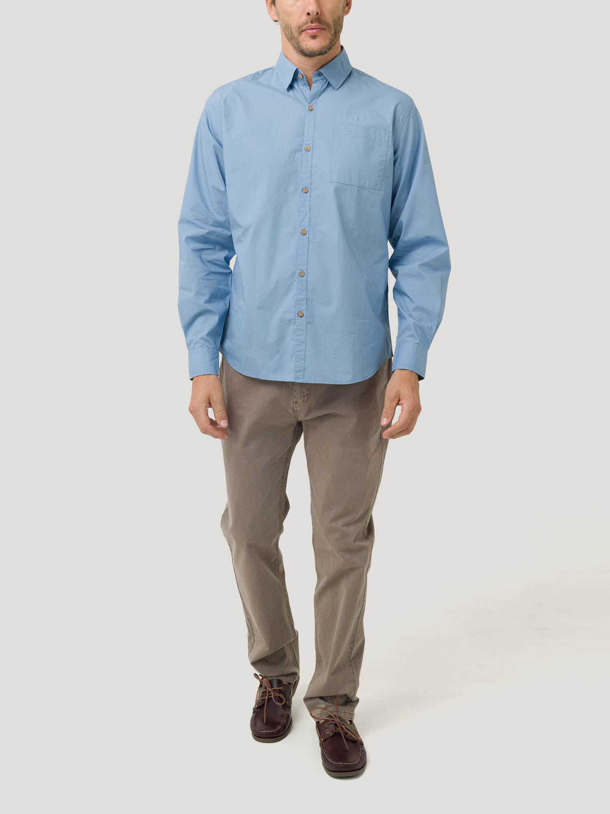 Camisa Algodón Orgánico Hombre Galiton Azul Claro Rockford