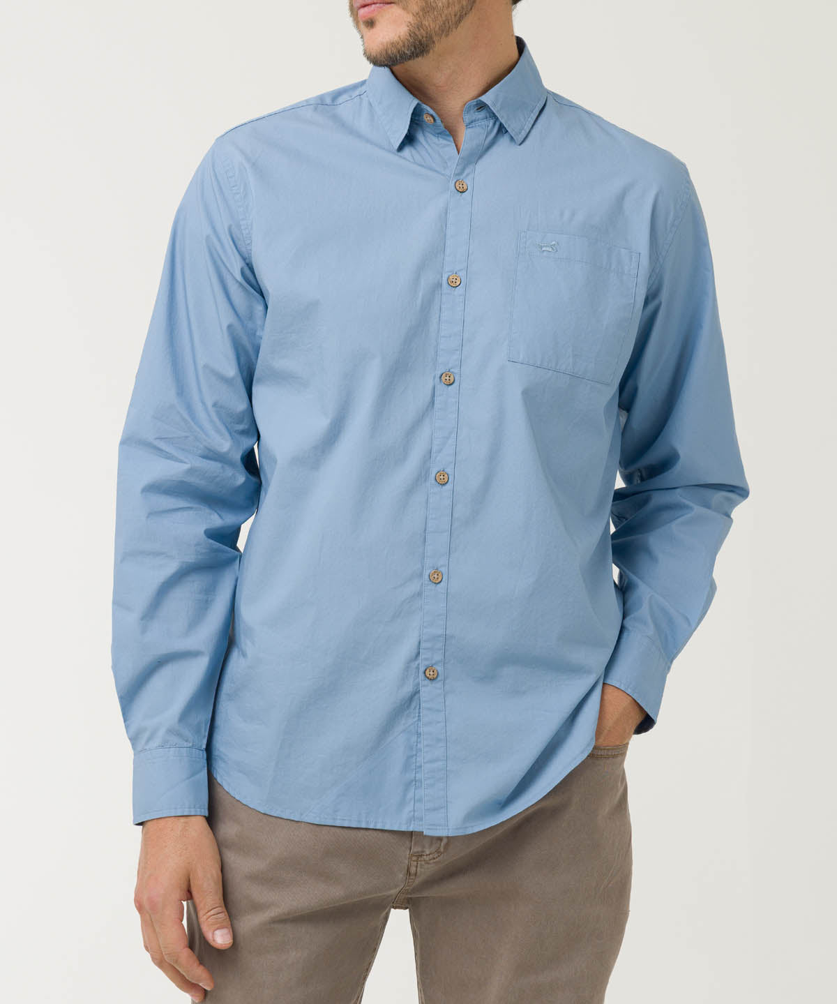 Camisa Algodón Orgánico Hombre Galiton Azul Claro Rockford