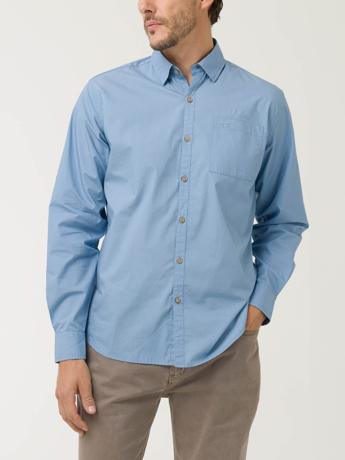 Camisa Algodón Orgánico Hombre Galiton Azul Claro Rockford