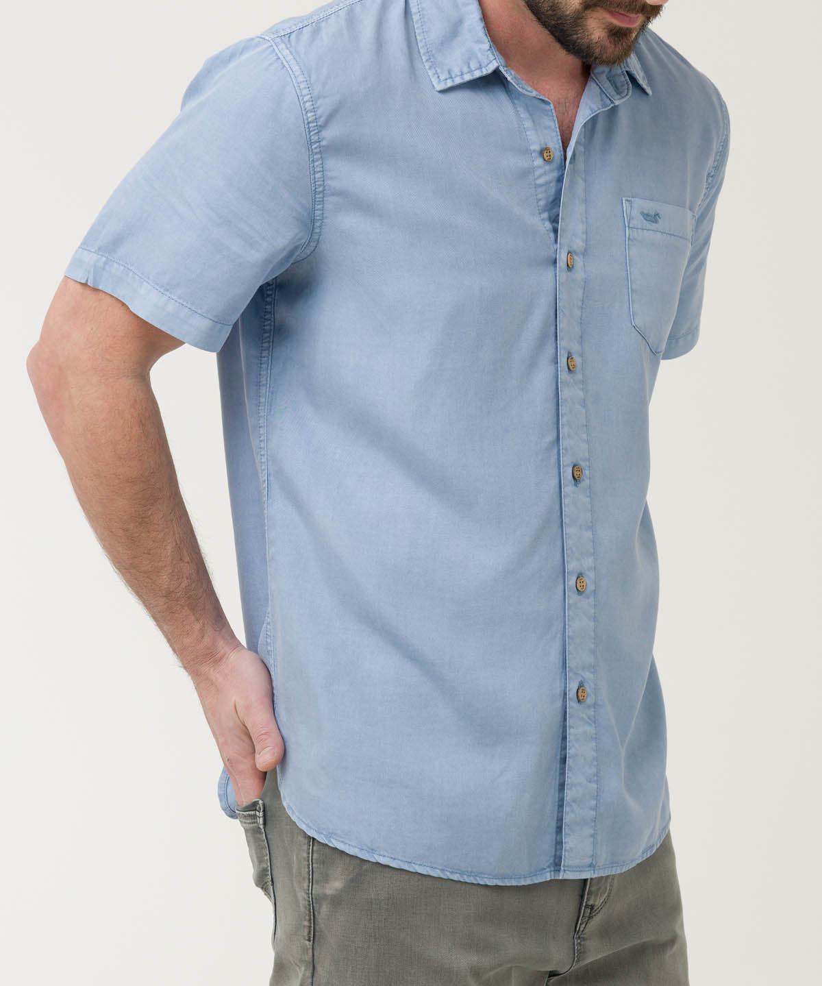 Camisa Algodón Orgánico Hombre Galiton Azul Claro Rockford