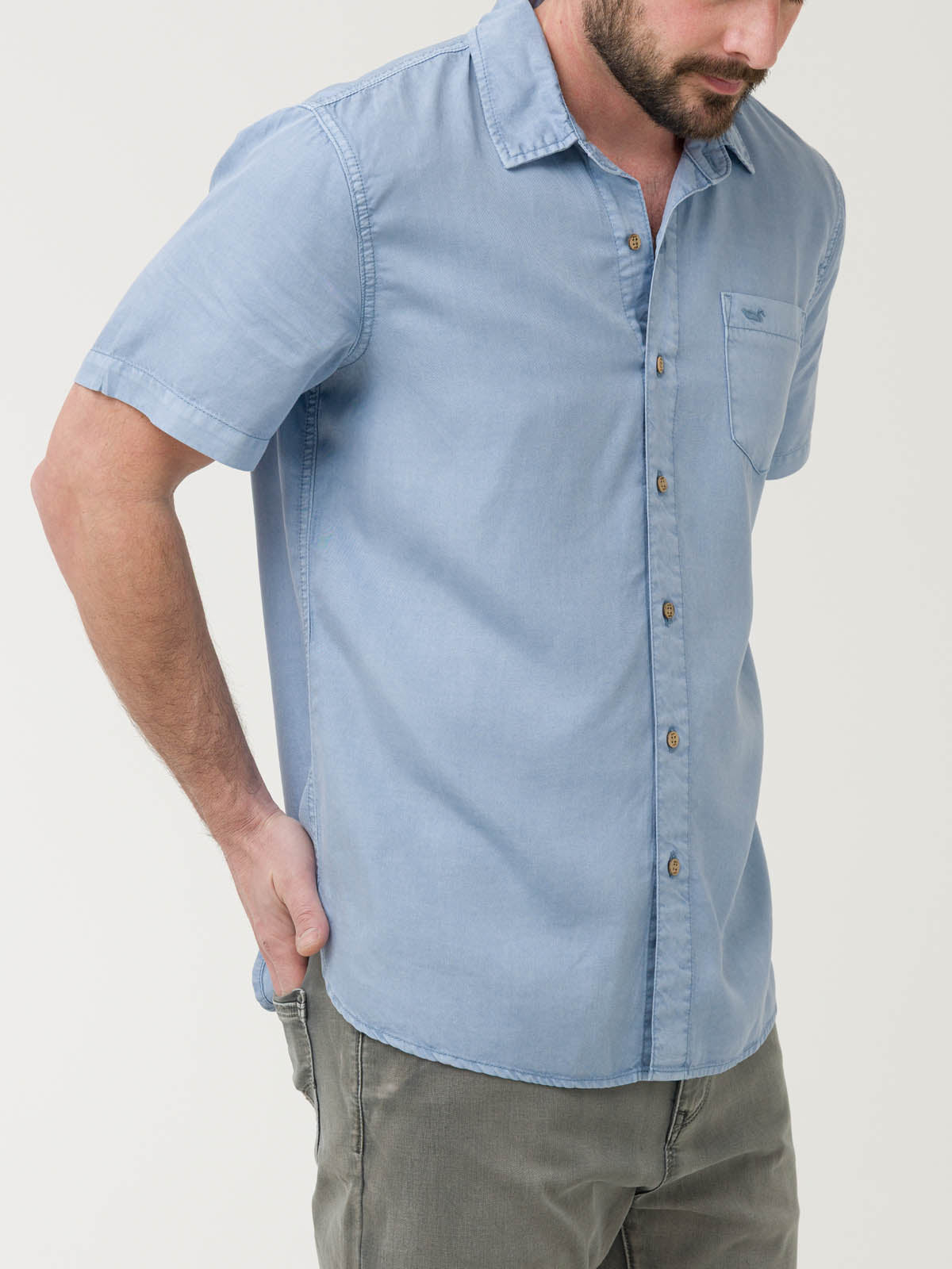 Camisa Algodón Orgánico Hombre Galiton Azul Claro Rockford