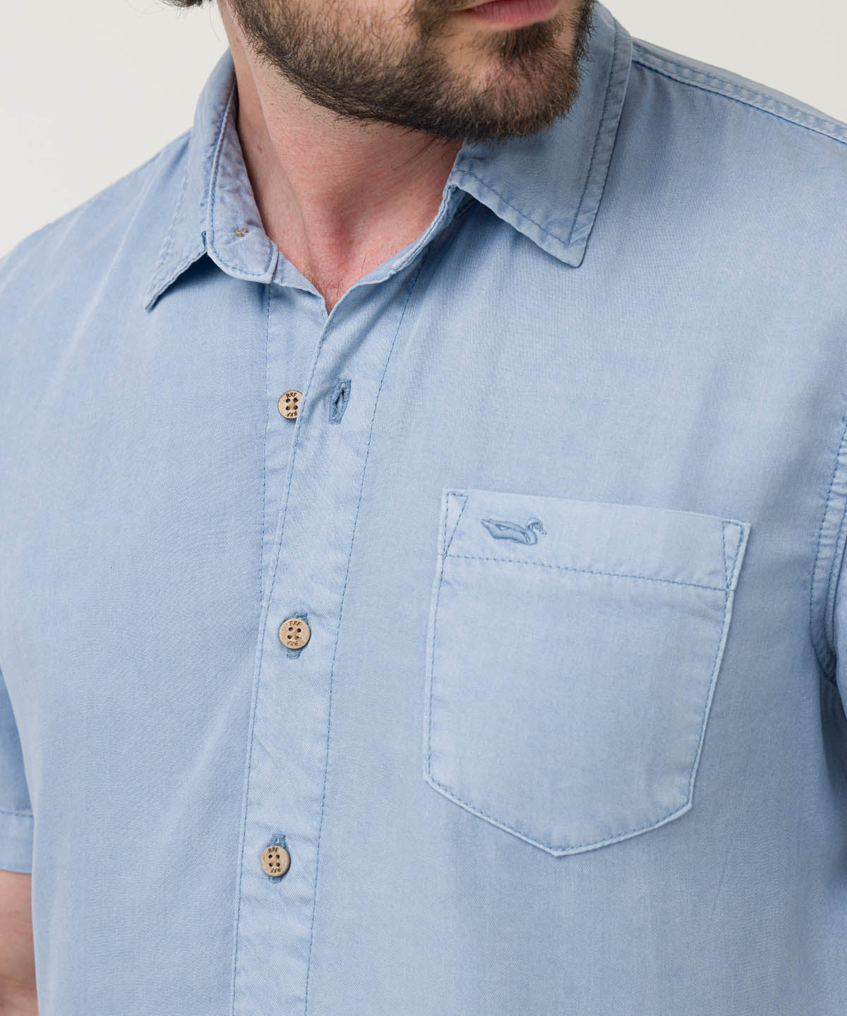 Camisa Algodón Orgánico Hombre Galiton Azul Claro Rockford