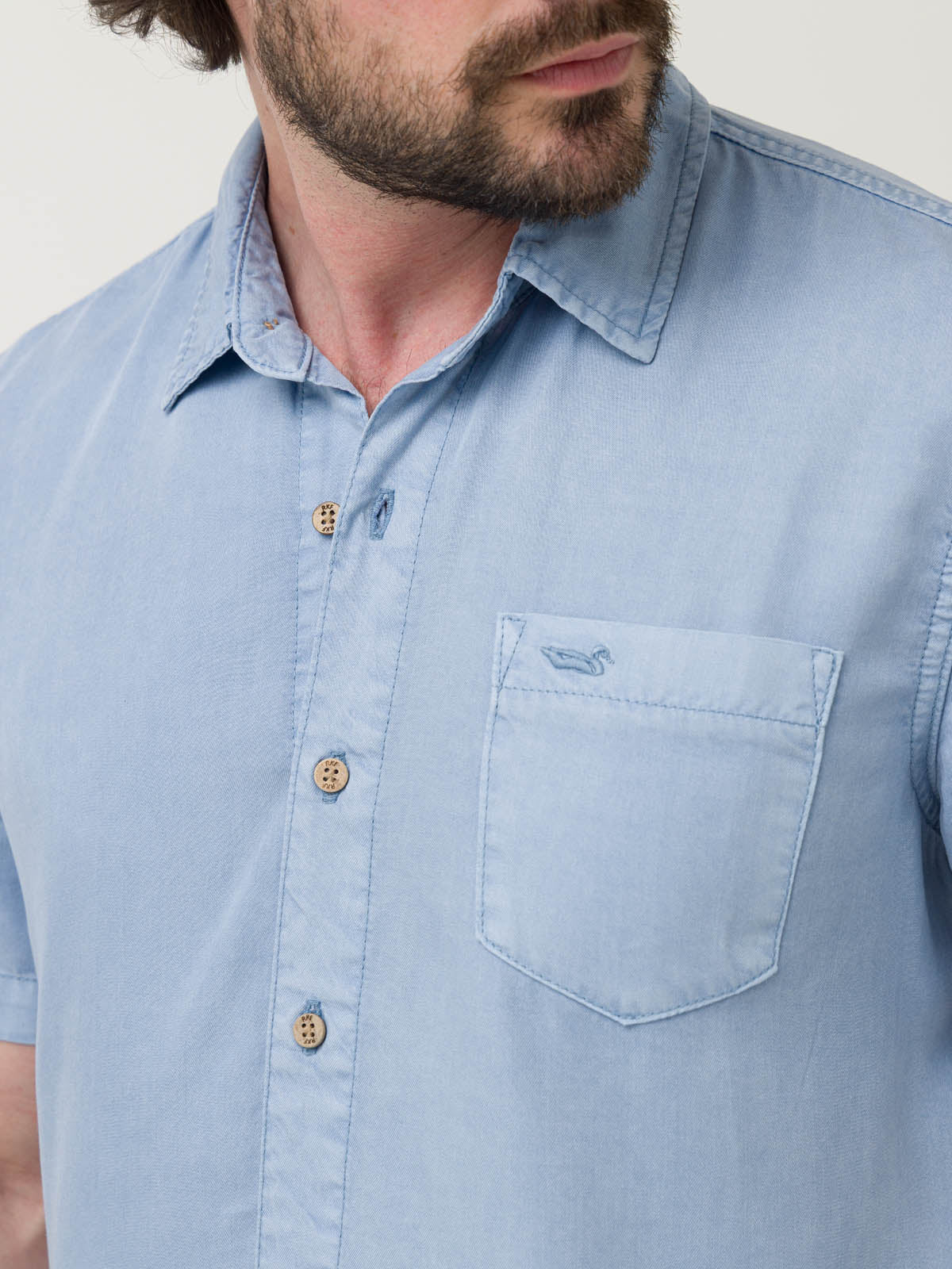 Camisa Algodón Orgánico Hombre Galiton Azul Claro Rockford