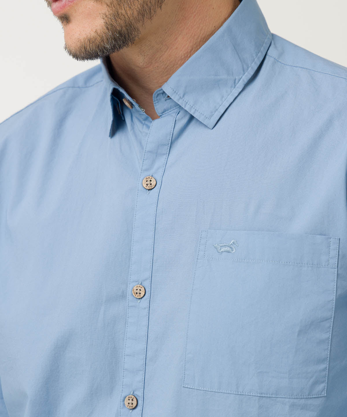 Camisa Algodón Orgánico Hombre Galiton Azul Claro Rockford