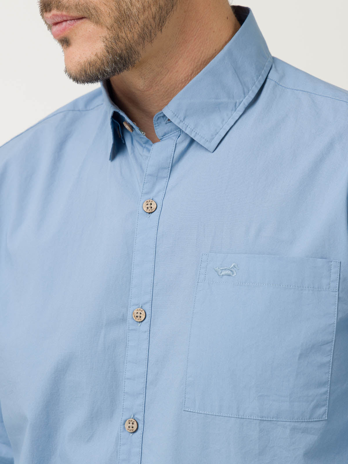Camisa Algodón Orgánico Hombre Galiton Azul Claro Rockford