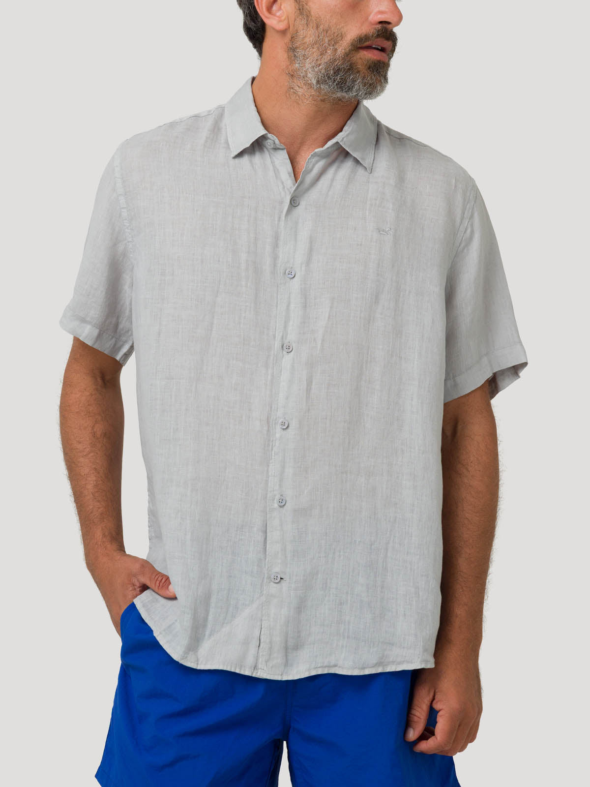 Camisa Lino Orgánico Hombre Linjerpro Gris Rockford