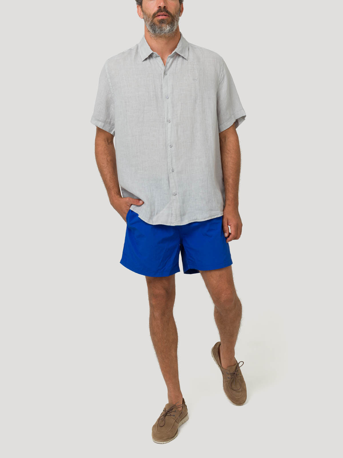 Camisa Lino Orgánico Hombre Linjerpro Gris Rockford