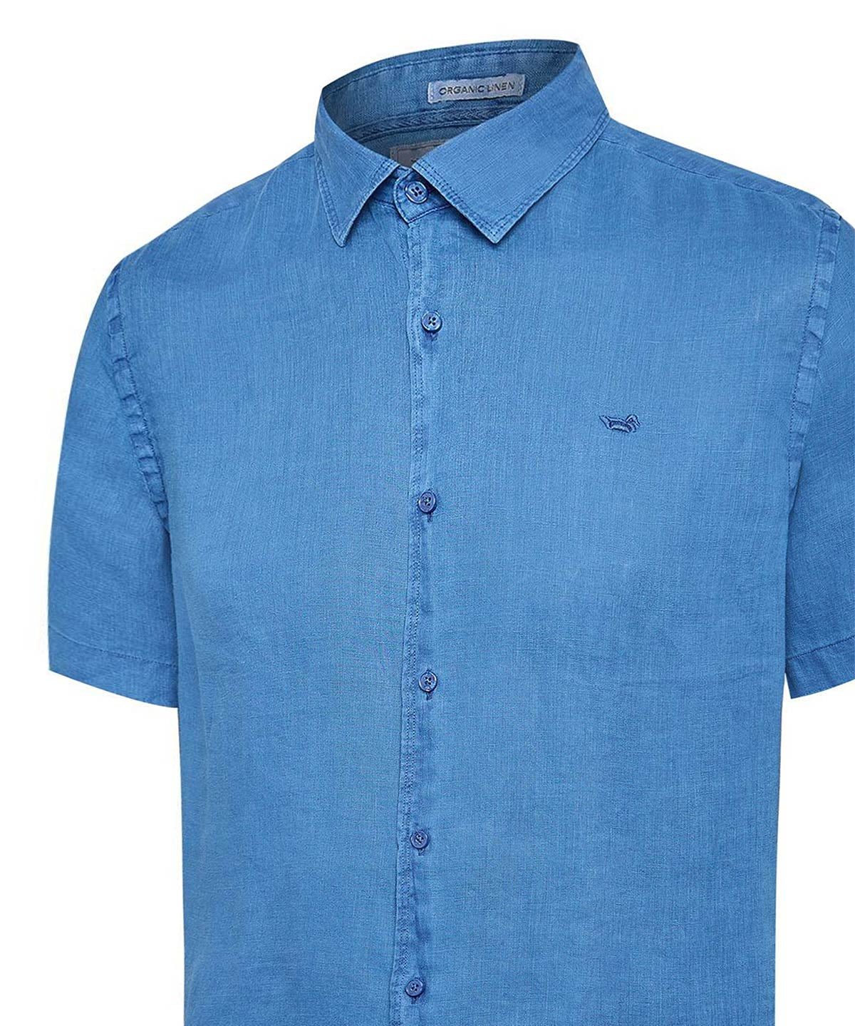 Camisa Lino Orgánico Hombre Linjerpro Azul Rockford