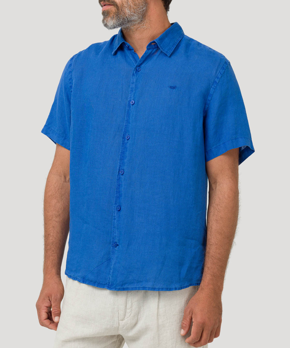 Camisa Lino Orgánico Hombre Linjerpro Azul Rockford