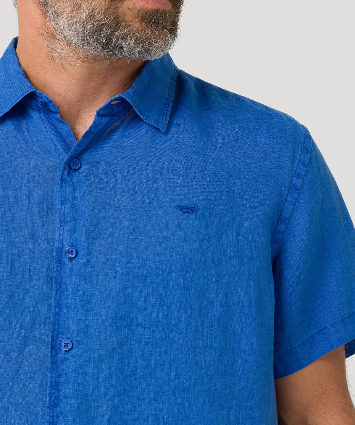 Camisa Lino Orgánico Hombre Linjerpro Azul Rockford