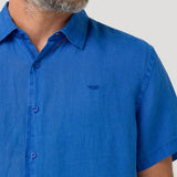 Camisa Lino Orgánico Hombre Linjerpro Azul Rockford