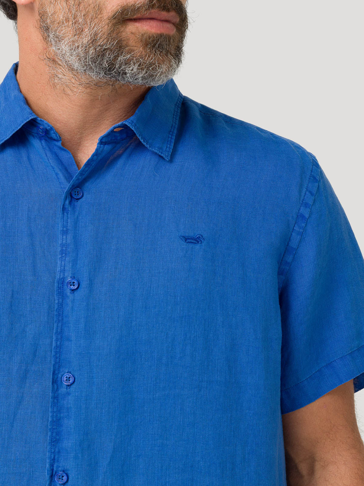 Camisa Lino Orgánico Hombre Linjerpro Azul Rockford