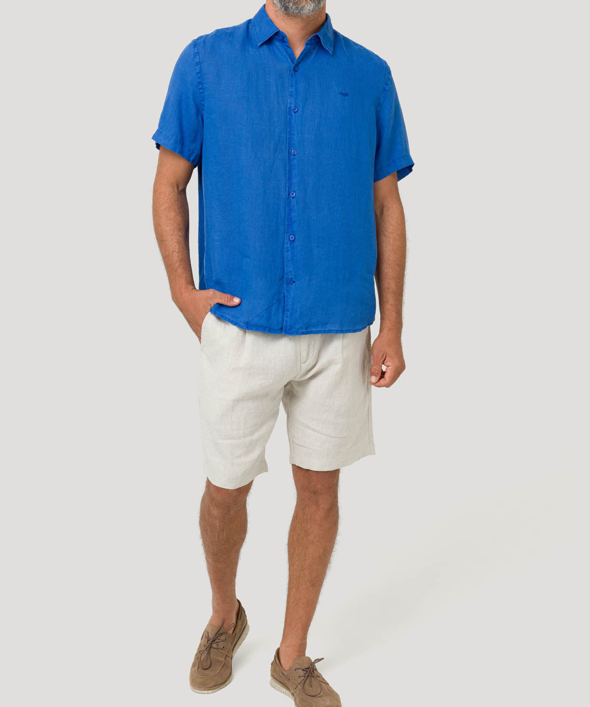 Camisa Lino Orgánico Hombre Linjerpro Azul Rockford
