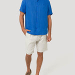 Camisa Lino Orgánico Hombre Linjerpro Azul Rockford
