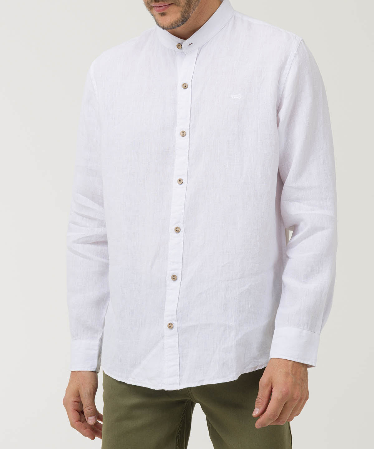 Camisa Lino Orgánico Hombre Linenmao Blanco Rockford