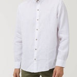 Camisa Lino Orgánico Hombre Linenmao Blanco Rockford