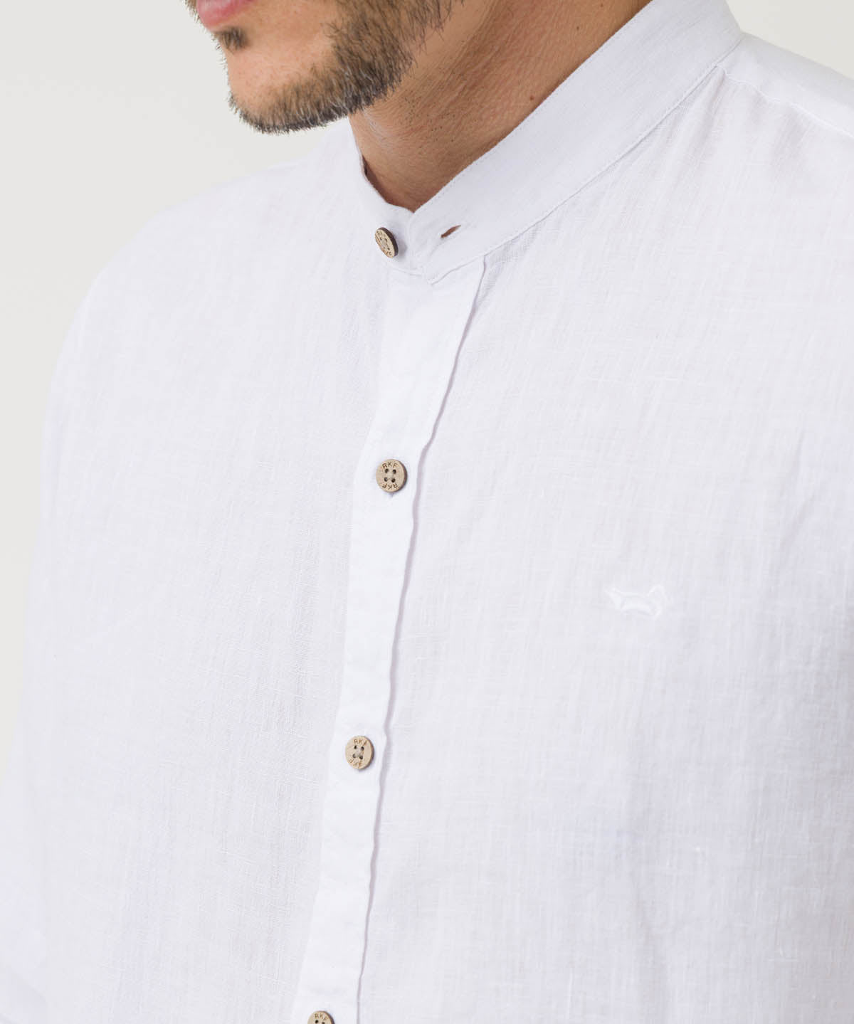 Camisa Lino Orgánico Hombre Linenmao Blanco Rockford
