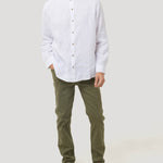 Camisa Lino Orgánico Hombre Linenmao Blanco Rockford