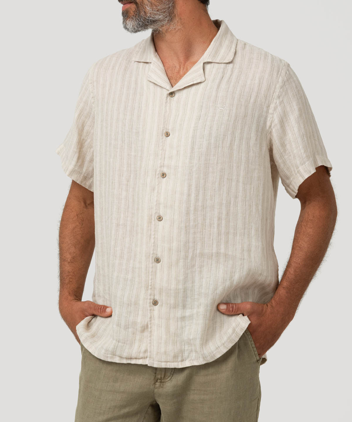 Camisa Lino Orgánico Hombre Duna Beige Rockford