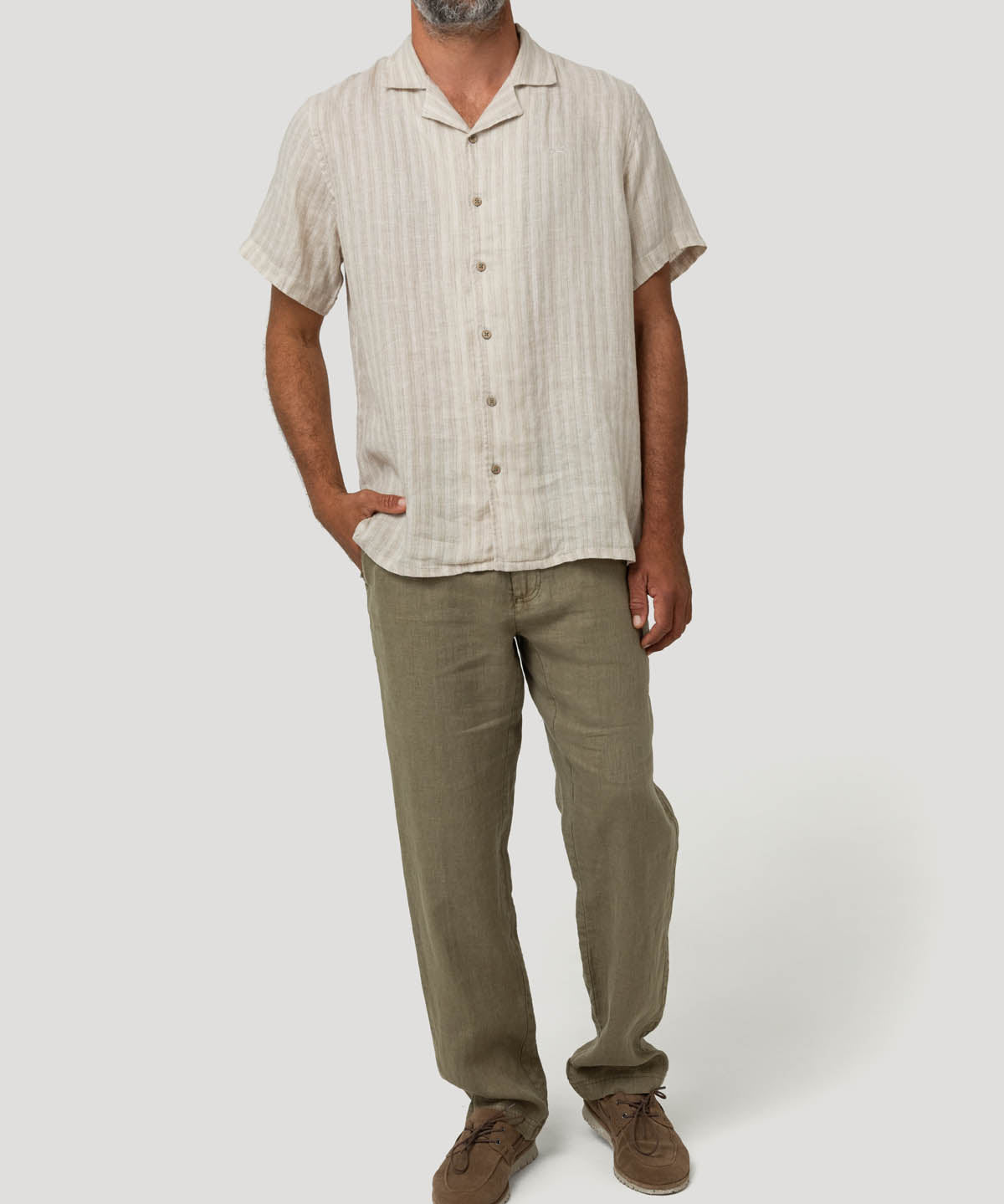 Camisa Lino Orgánico Hombre Duna Beige Rockford