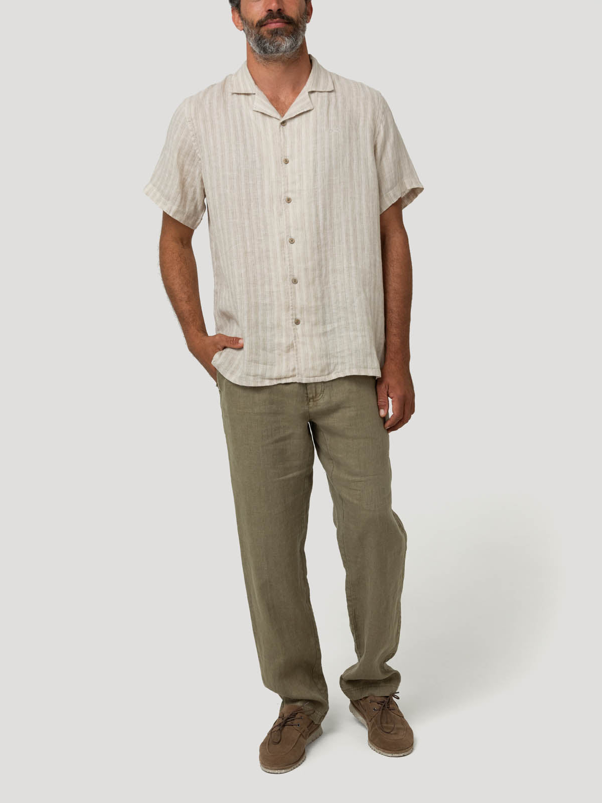 Camisa Lino Orgánico Hombre Duna Beige Rockford