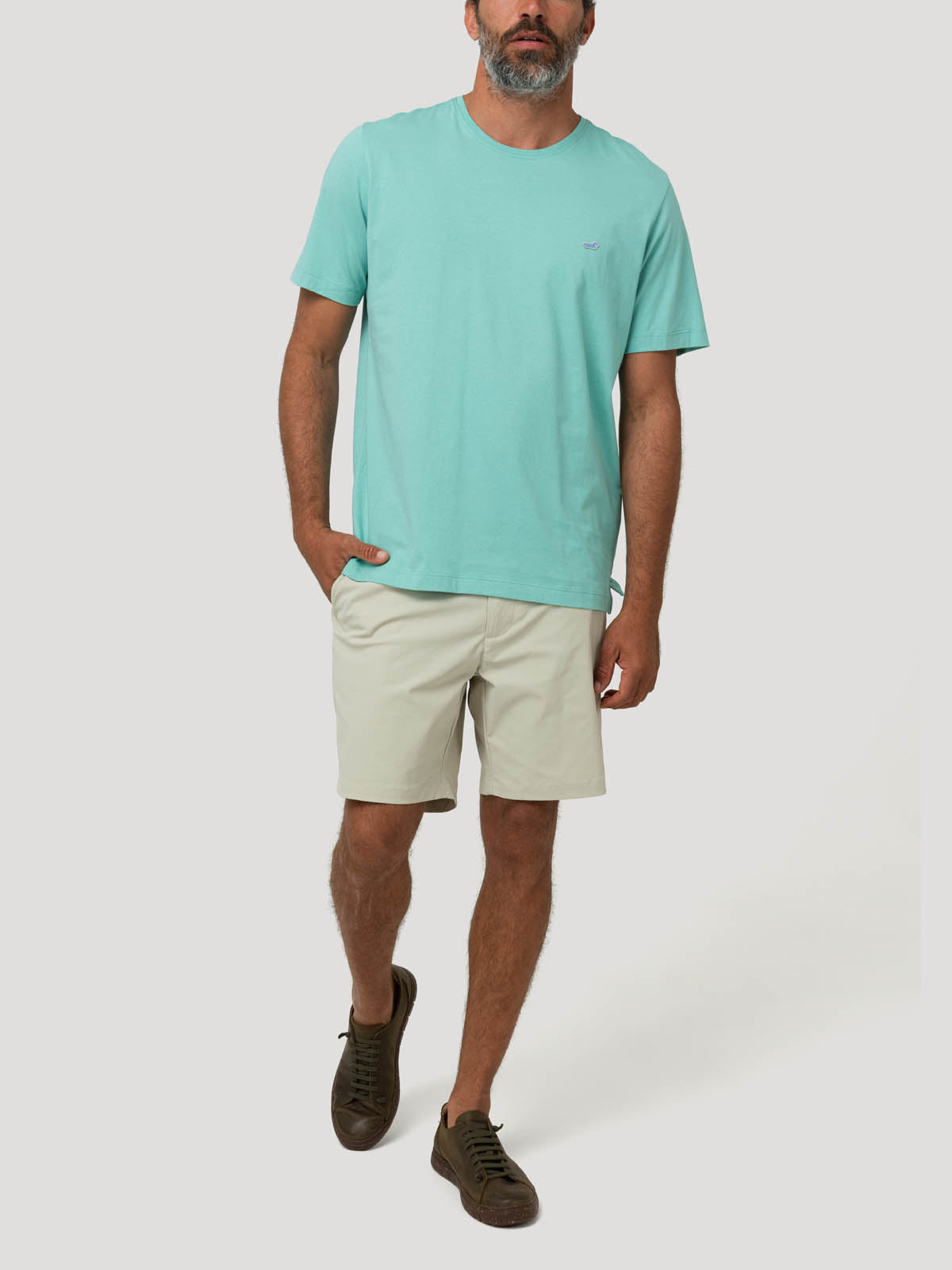 Polera Algodón Orgánico Hombre Basic Verde Rockford