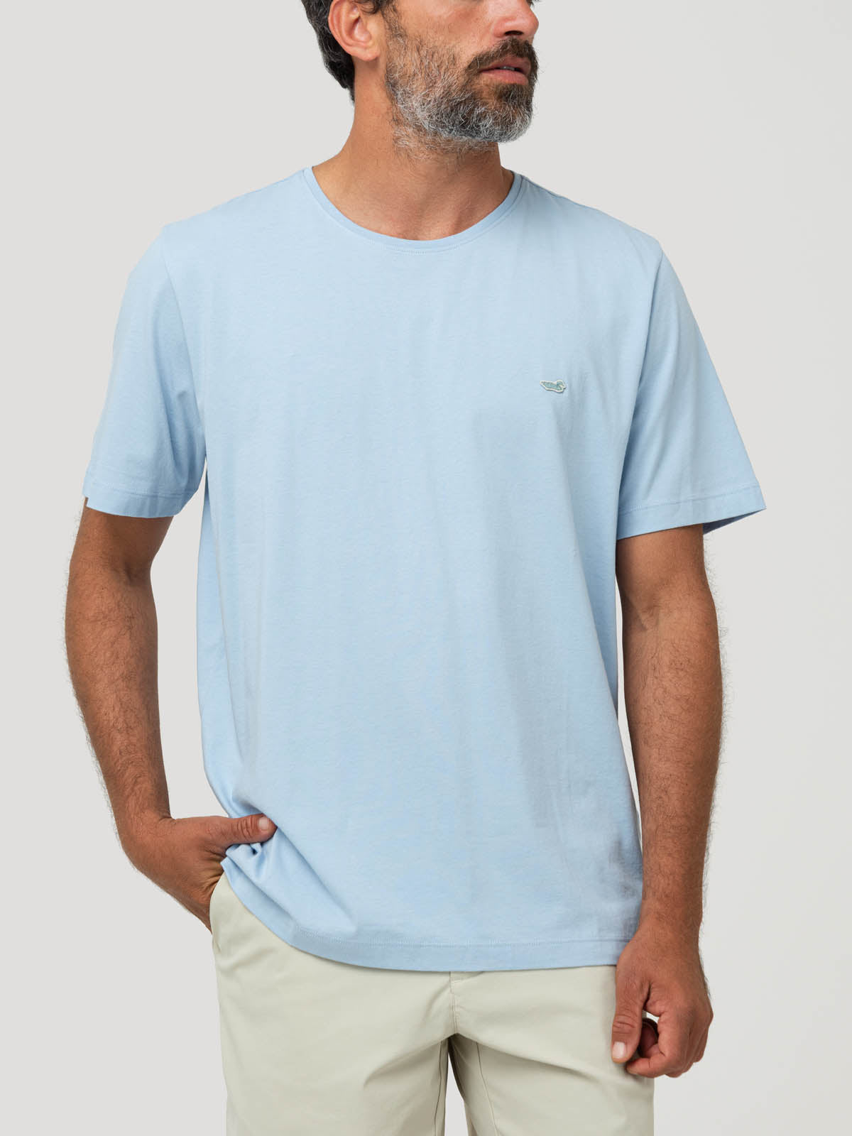 Polera Algodón Orgánico Hombre Basic Celeste Rockford