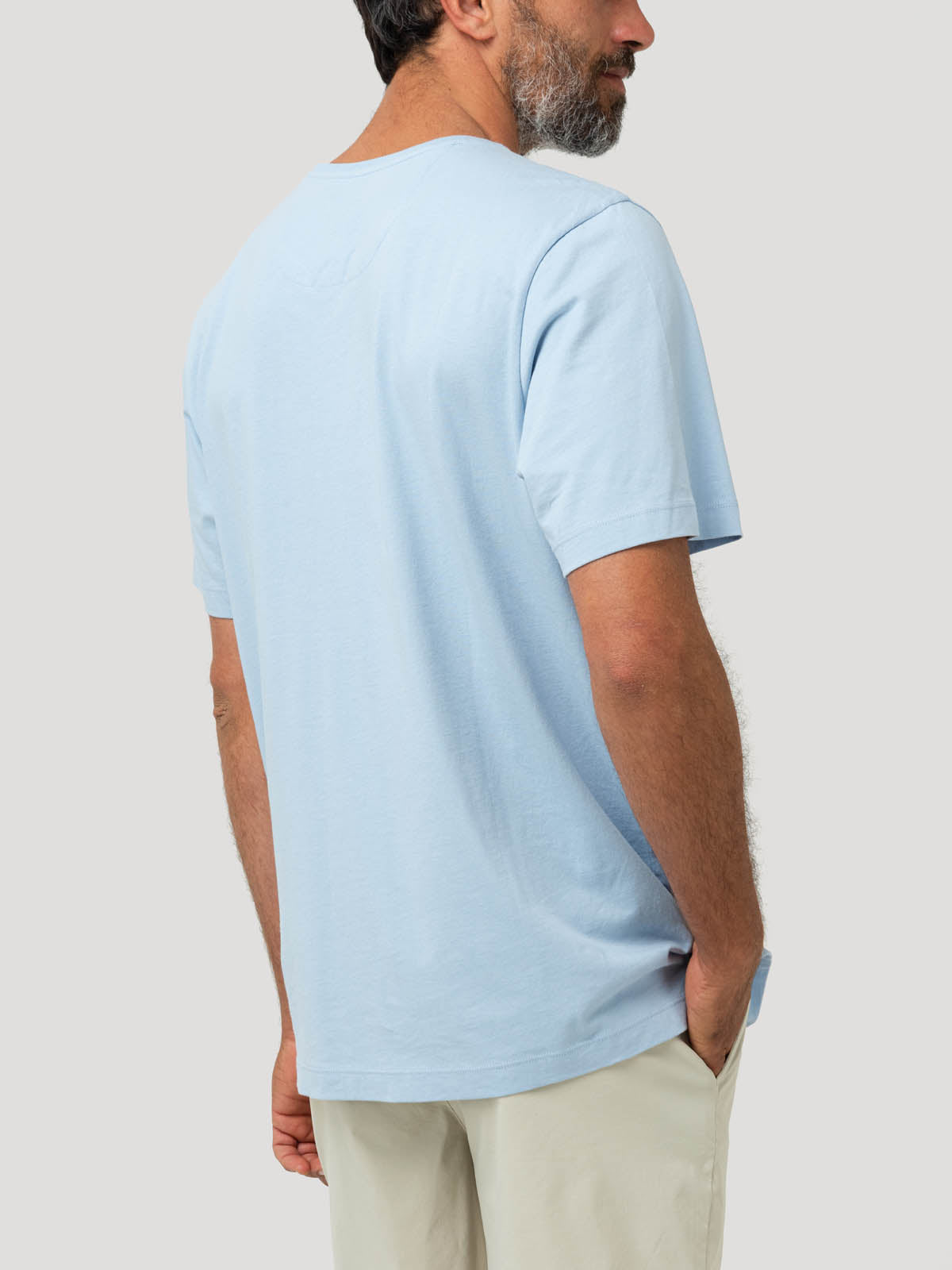 Polera Algodón Orgánico Hombre Basic Celeste Rockford