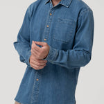 Camisa Algodón Reciclado Hombre Denim Azul Rockford