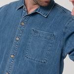 Camisa Algodón Reciclado Hombre Denim Azul Rockford