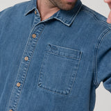 Camisa Algodón Reciclado Hombre Denim Azul Rockford
