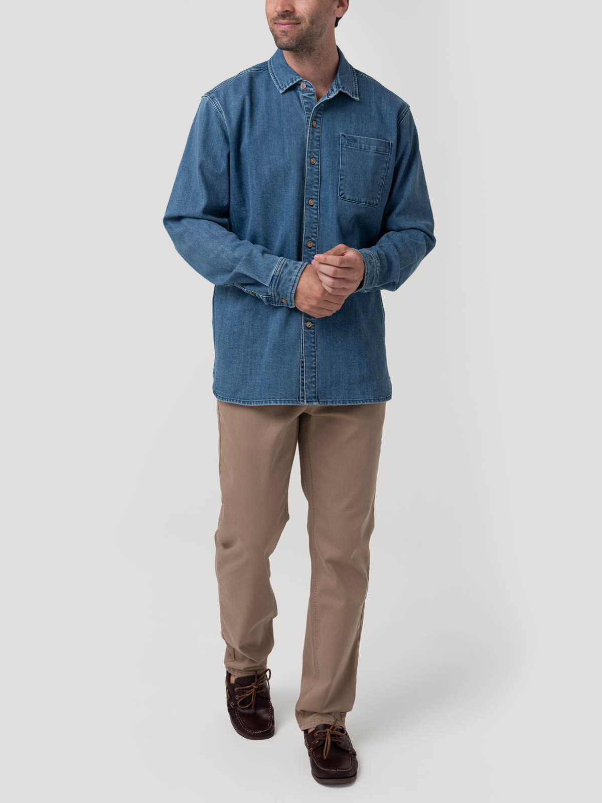 Camisa Algodón Reciclado Hombre Denim Azul Rockford