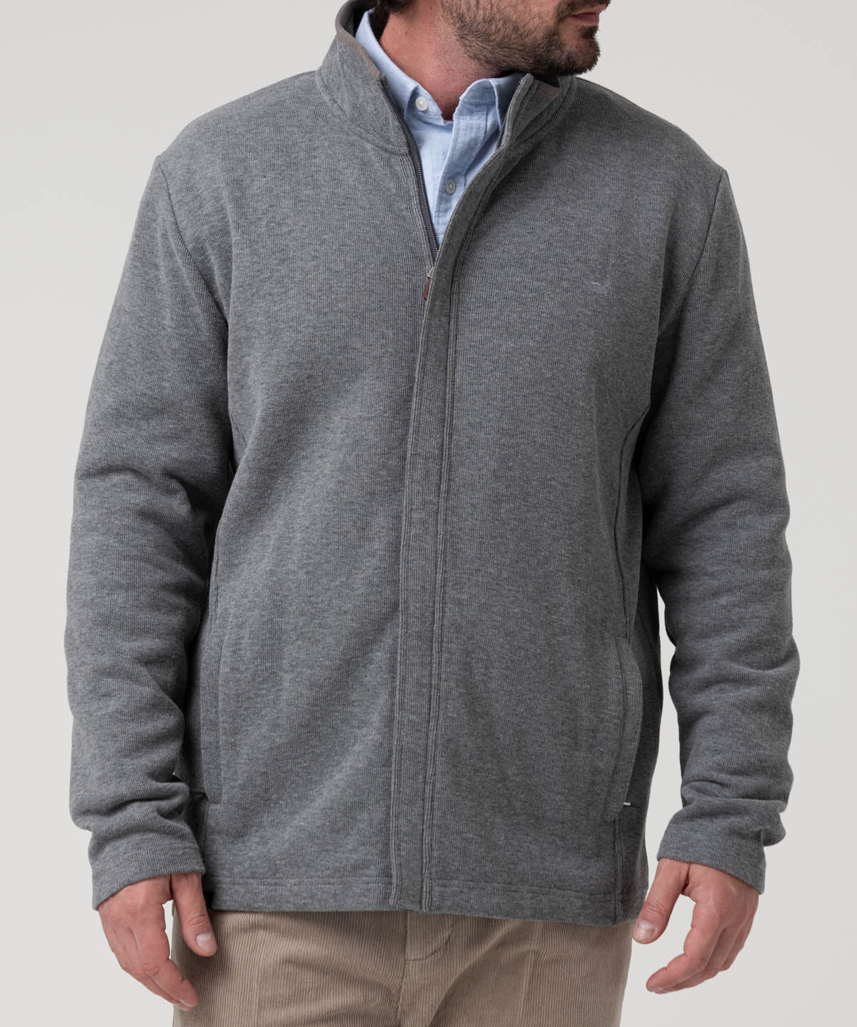 Polerón Algodón Orgánico Hombre Doble Gris Rockford