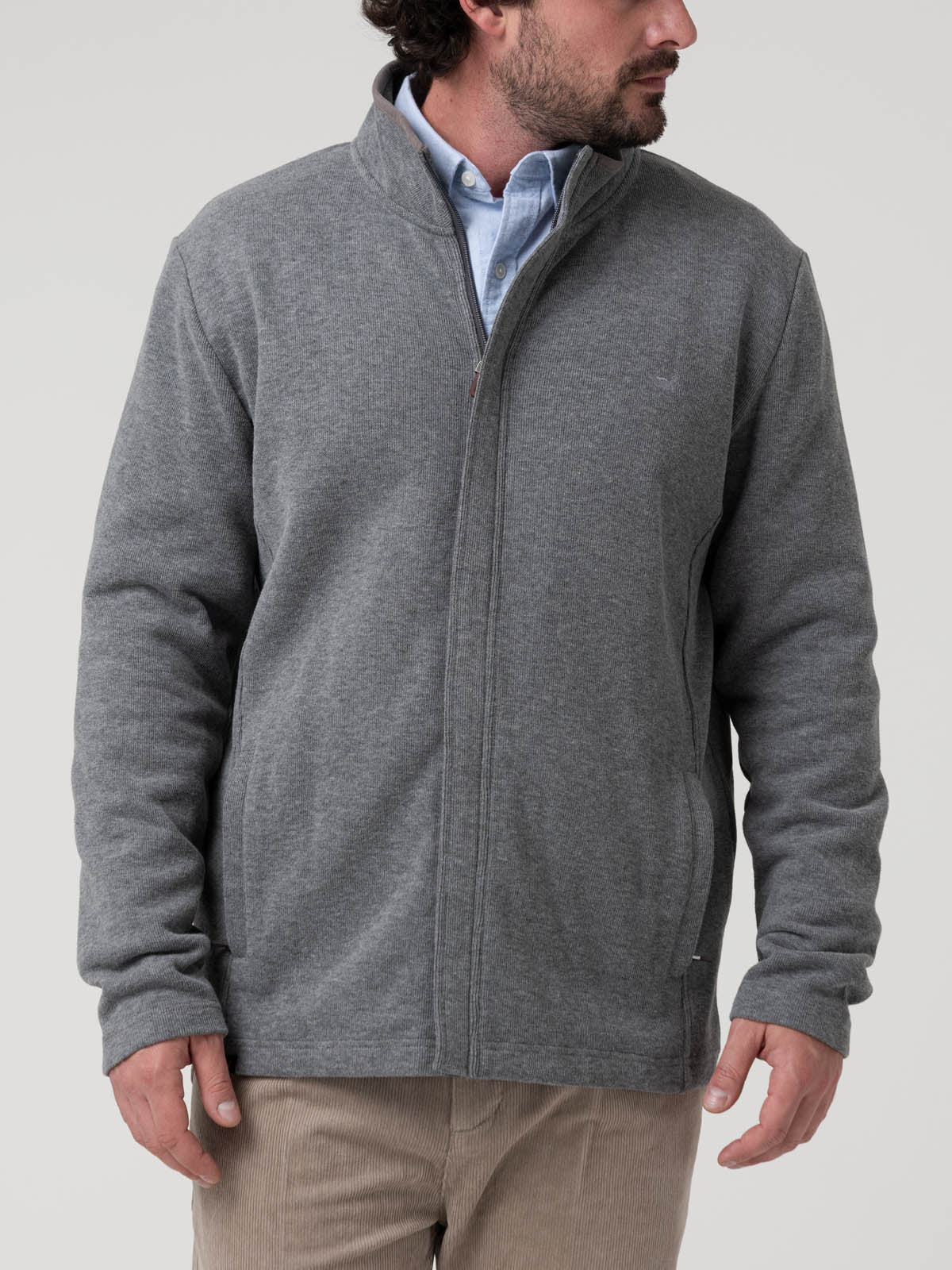 Polerón Algodón Orgánico Hombre Doble Gris Rockford