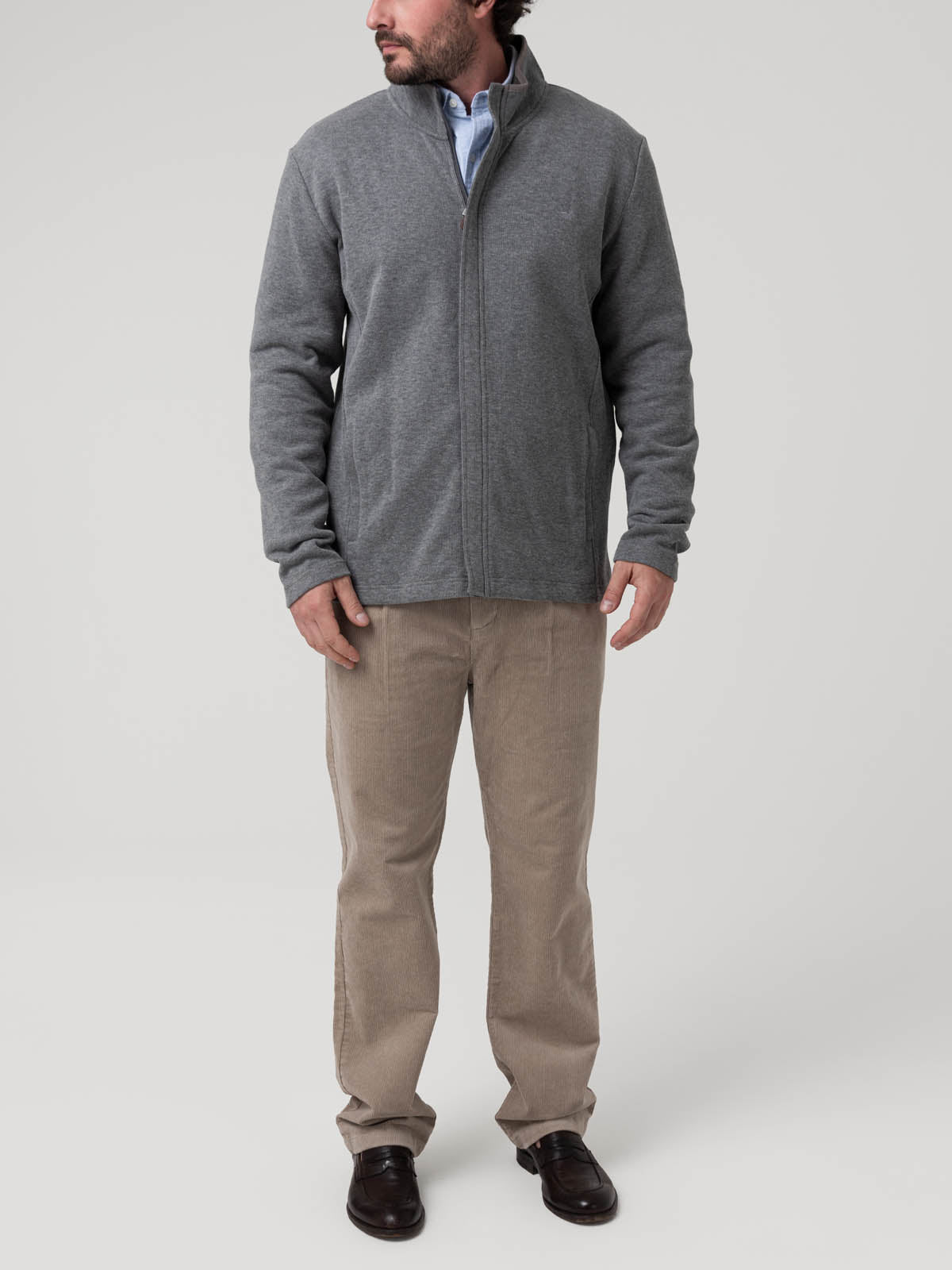 Polerón Algodón Orgánico Hombre Doble Gris Rockford