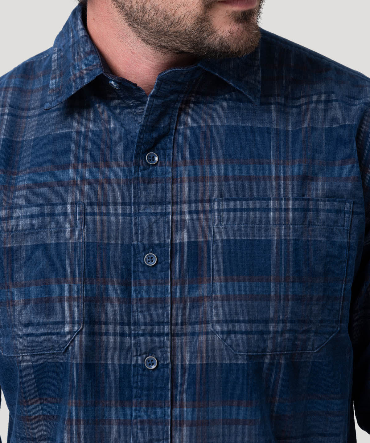 Camisa Algodón Orgánico Hombre Tartancord Café Rockford