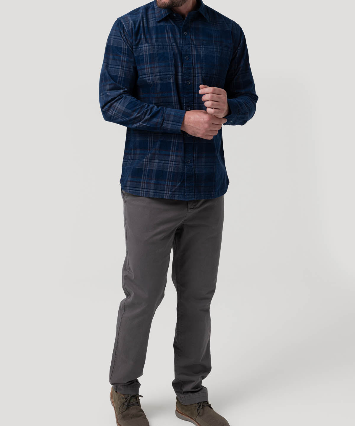 Camisa Algodón Orgánico Hombre Tartancord Café Rockford