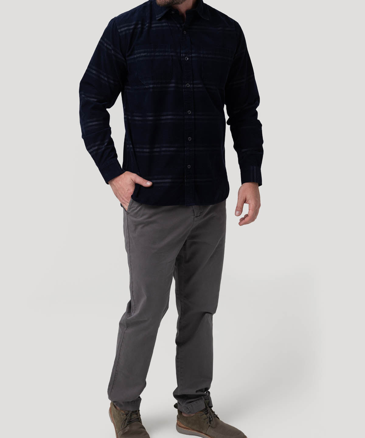 Camisa Algodón Orgánico Hombre Tartancord Café Rockford