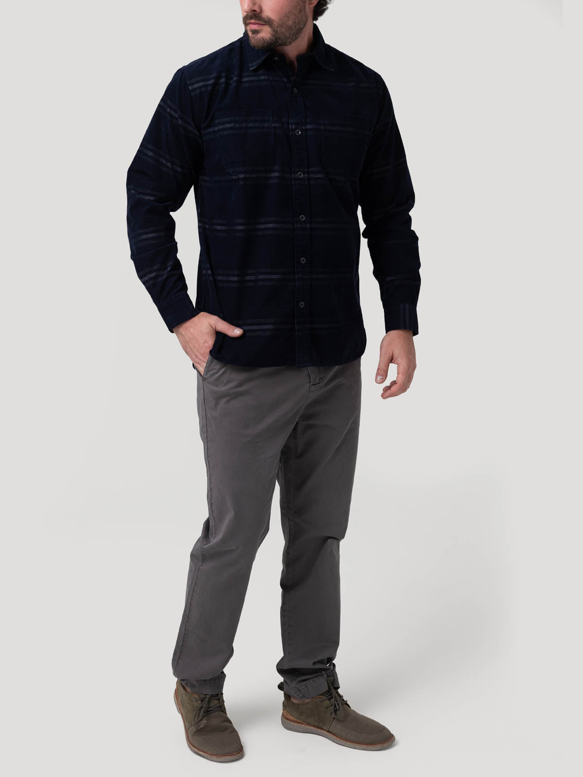 Camisa Algodón Orgánico Hombre Tartancord Café Rockford