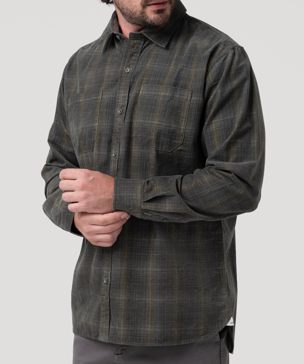 Camisa Algodón Orgánico Hombre Tartancord Café Rockford