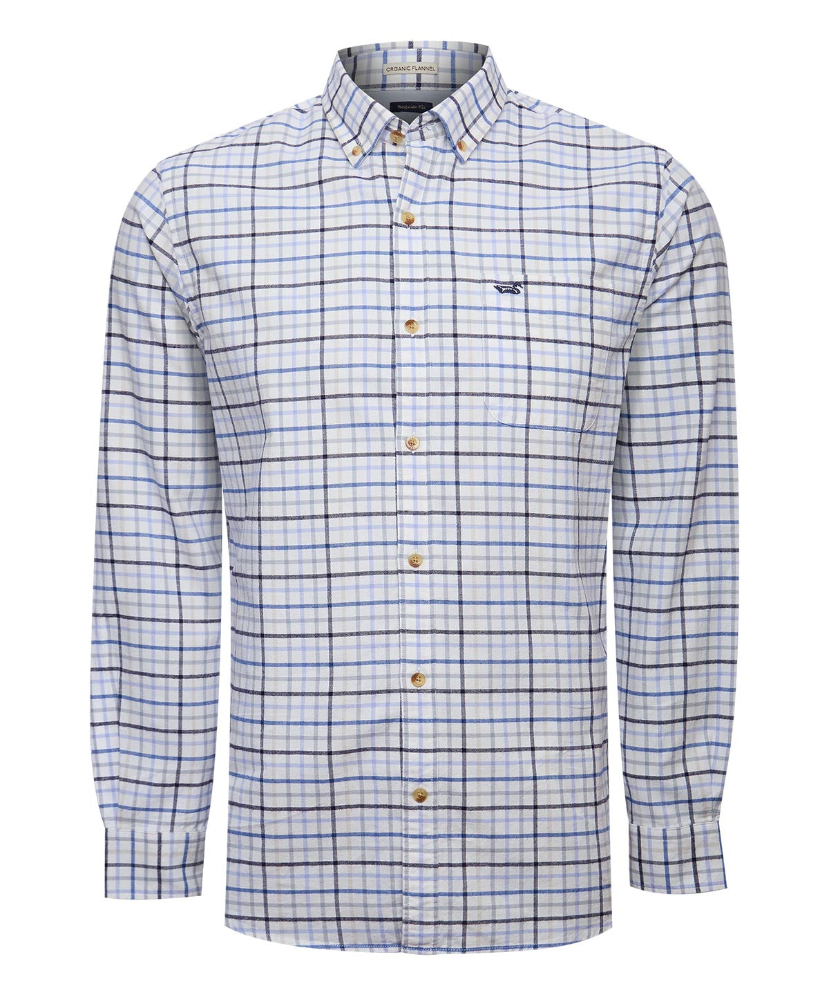Camisa Algodón Orgánico Hombre Viyella Celeste Cuadrillé Rockford